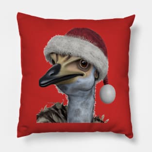 Cute Australian Emu Wearing A Festive Holiday Hat Pillow