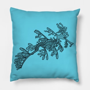 Leafy Seadragon - hand drawn marine animal design Pillow