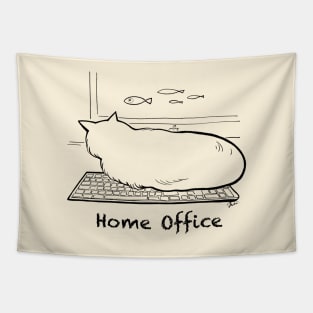 Home office with cat Tapestry