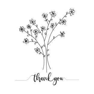 Thank you! Floral Line Art T-Shirt