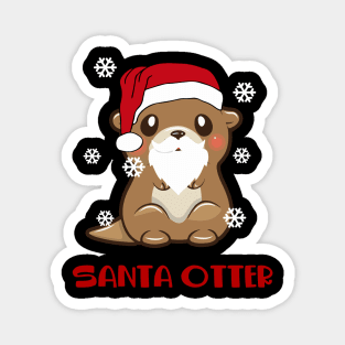 Merry Ottermas Santa Christmas Gift For Otter Lover Magnet