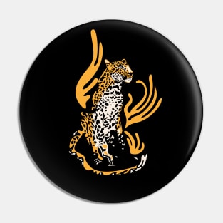 Orange and Black Leopard / Big Cat Illustration Pin