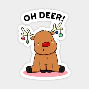 Oh Deer Cute Christmas Reindeer Pun Magnet