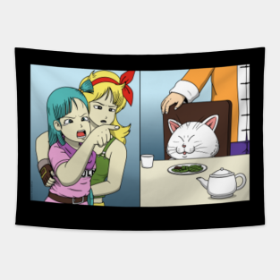 Woman Pointing At Cat Tapestries Teepublic