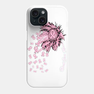 Breast Cancer Awareness - Sunflower ribbon flowers fall Phone Case