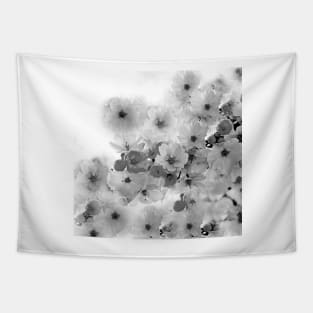 CHERRY BLOSSOMS IN BLACK AND WHITE Tapestry