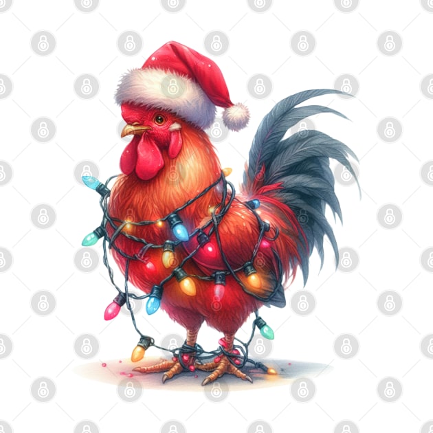 Chicken Wrapped In Christmas Lights by Chromatic Fusion Studio