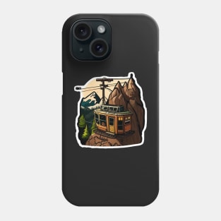 Cable Car in the Mountains Sticker Phone Case