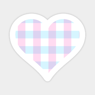 Soft Pink, Blue and White Buffalo Plaid Heart Magnet