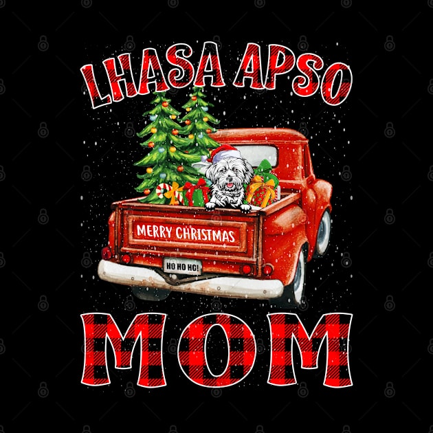 Christmas Lhasa Apso Mom Santa Hat Truck Tree Plaid Dog Mom Christmas by intelus