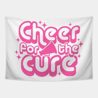 Cheer For the Cure Breast Cancer Awareness Pink Font Tapestry