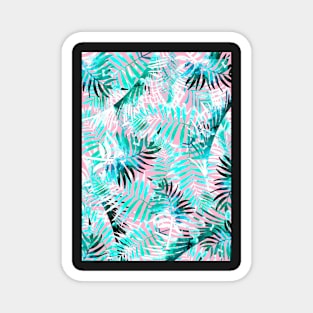 Palm leaves, Tropical print, Pattern, Print, Tropical, Blue, Pink, Pattern, Funny art, Modern art, Wall art, Print, Minimalistic, Modern Magnet