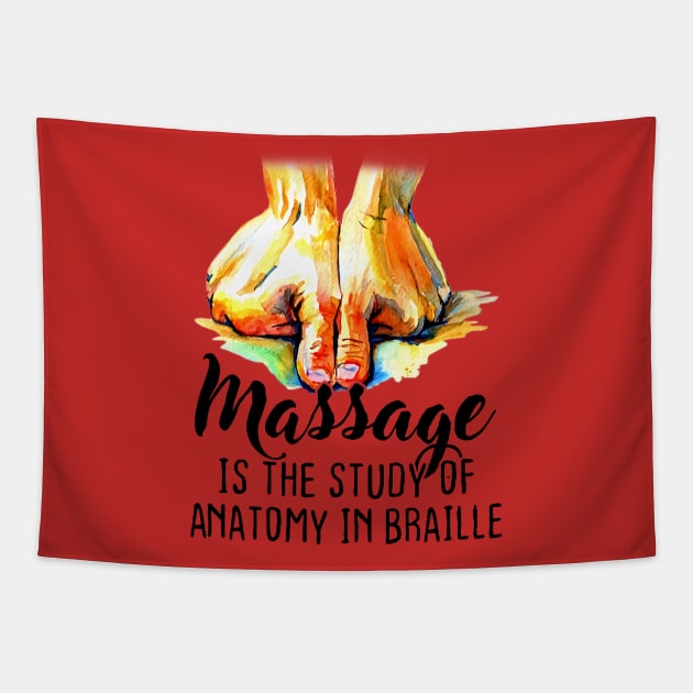 Massage Is The Study Of Anatomy In Braille Tapestry by Phylis Lynn Spencer