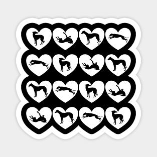 Greyhounds in White Love Hearts Magnet