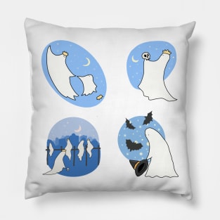 Ghosts at night sticker pack Pillow