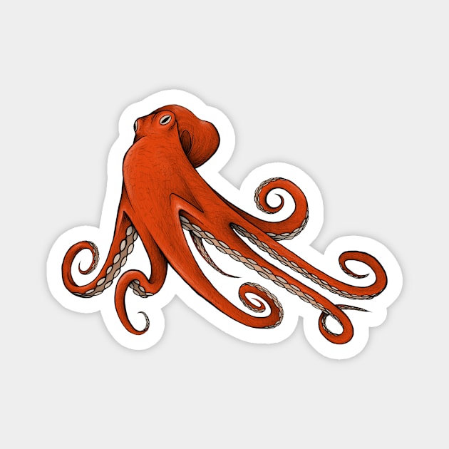 Octopus, octopus illustration, octopus drawing, octopus artwork Magnet by Akman