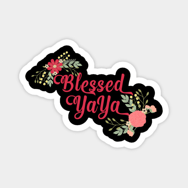 Blessed YaYa Floral Christian Grandma Gift Magnet by g14u