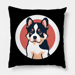 Cute little puppy on a white and pink circular background Pillow