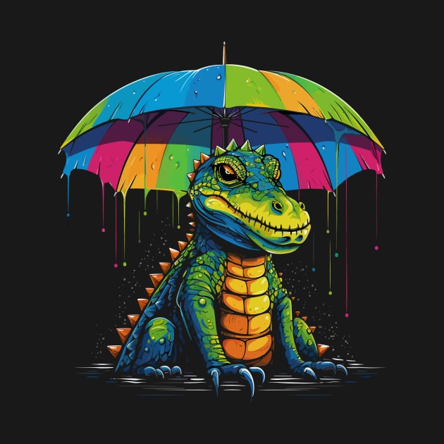 Alligator Rainy Day With Umbrella by JH Mart