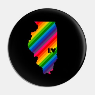 USA States: Illinois (rainbow) Pin