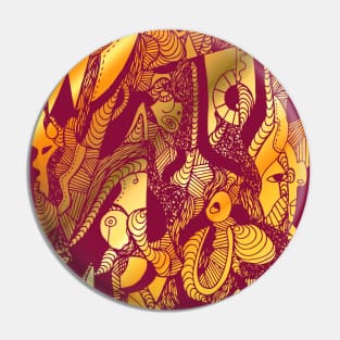 Abstract Wave of Thoughts No 4 Burgundy Gold Pin