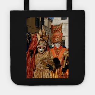 Carnival Couple in Orange Costumes Tote