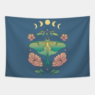 Fairycore Floral Butterfly Moth Moon Phases Tapestry