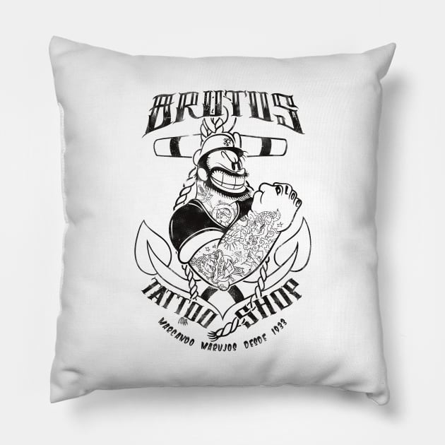 Brutus Tatttoo Shop Pillow by opippi