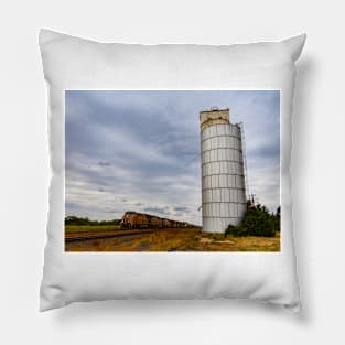 Train and Silo on the Great Plains Pillow