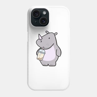 Cute Rhino Loves Boba Tea! Phone Case