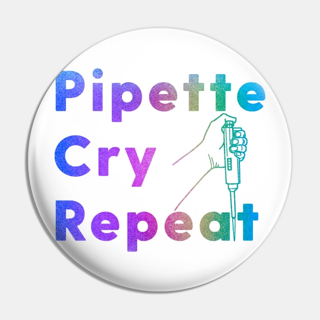 PCR Pipette Cry Repeat Colorful Rainbow Glitter Sparkle Micropipette Pin by labstud