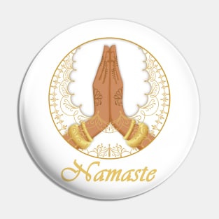 Namaste Hands White Mandala Pin