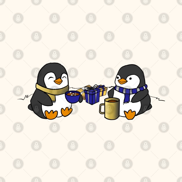 Jewish Penguins at Hanukkah by Elizabeths-Arts