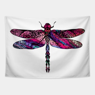 Ornate Dragon Fly Colorful Insect Illustration Tapestry