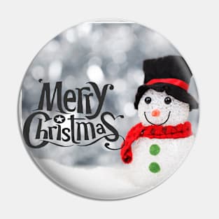 Merry Christmas Snow Man Pin