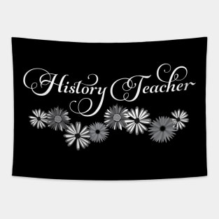 History Teacher Script Flowers White Text Tapestry