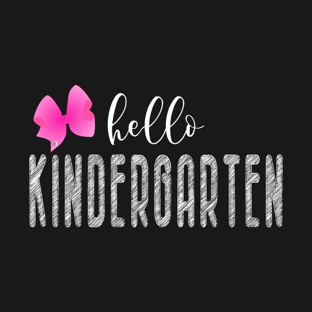 Hello Kindergarten - First Day of School Cute Pink Bow for Girls and Teachers by JPDesigns