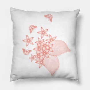 Elegant dusty pink butterflies and flowers Pillow