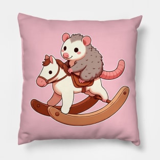 cute Possum ride rocking Horse Pillow