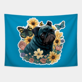 Black Pug Tapestry