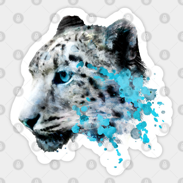 Watercolor Snow Panther Leopard Artsy Watercolour Cougar Painting