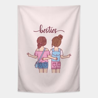 Cute Girls Besties Best Friends Tapestry