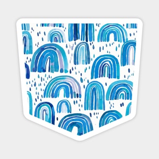 Pocket- watercolor rainbiows blue Magnet