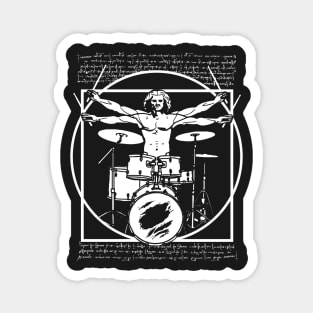 DA VINCI DRUMMER - VITRUVIAN MAN PLAYING THE DRUMS - LEONARDO DA VINCI VITRUVIAN MAN PARODY FOR DRUMMERS Magnet