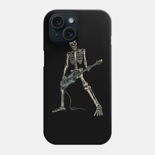 Skeleton Playing Guitar for Rock Music Lover Gift and Hardcore Music Fan Present Phone Case