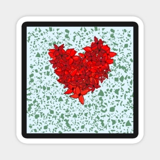 Red Heart flame of the woods flower pattern Magnet