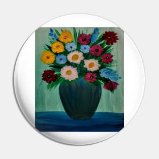some abstract mixed flowers in a metallic vase Pin
