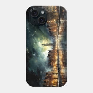 Oil Painting of a City on a Frozen River Phone Case