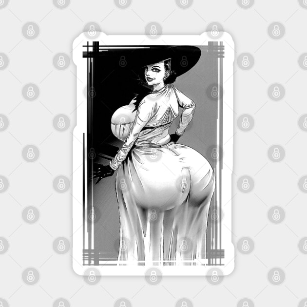 Evil Resident Hot Babe Black and White Pencil Sketch Magnet by Aventi