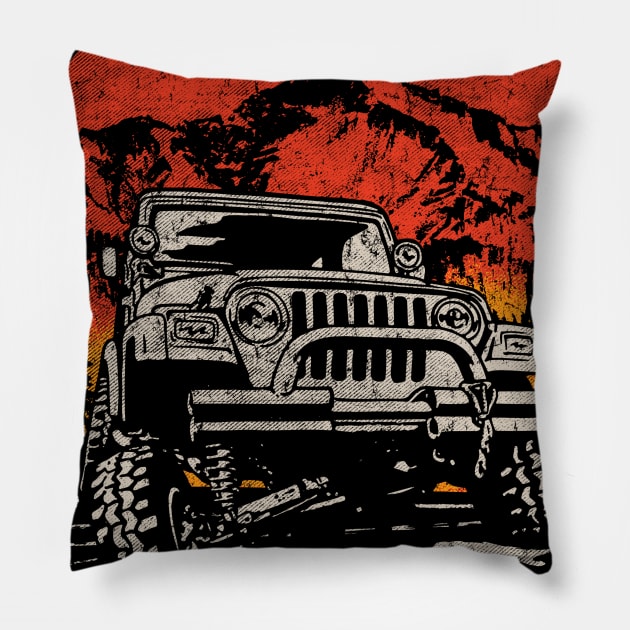 Vintage Jeeps Enthusiast Pillow by Dailygrind